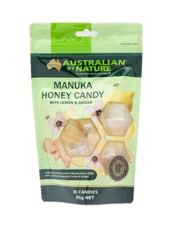 호주 오스트레일리안 바이 네이쳐 마누카꿀 12+ MGO 400 레몬 생강 캔디 30입
